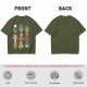Olive T-Shirt With Cute Animal Teacup Character Print
