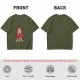 Olive Graphic T-Shirt With Fiery Donut Anime Character Print