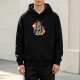 Black hoodie with anime-style female character graphic print