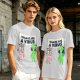 Olive T-shirt with Unicorn and Alien Holding 'Humans Are A Virus' Sign