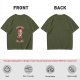 Olive Graphic T-Shirt With Insane Cat Illustration And Text