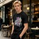 Olive T-Shirt with Anime Character Group Coffee Print