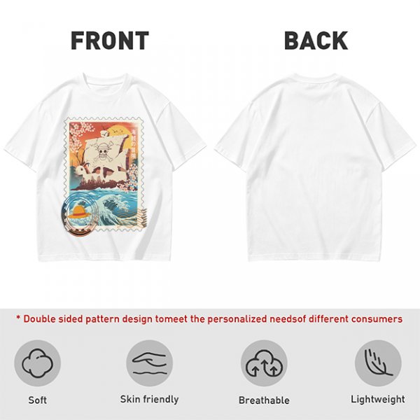 One Piece Going Merry Ship Stamp Graphic T-Shirt