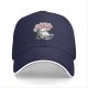 Black baseball cap with Totoro under cherry blossom tree print