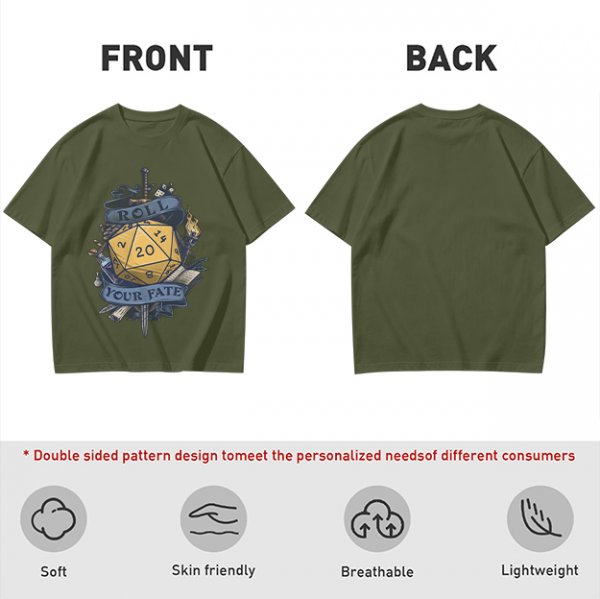 Roll Your Fate D20 Dice Graphic T-Shirt For Tabletop RPG Fans