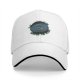 Black baseball cap with flat earth 'around the world' graphic print