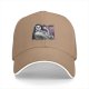 Black baseball cap with flexing woman and man face graphic