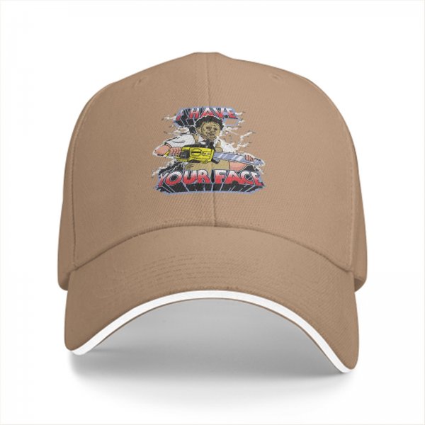 Black baseball cap with horror chainsaw graphic 'I HAVE YOUR FACE'