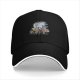 Black Baseball Cap with One Piece Straw Hat Pirates Ship Print