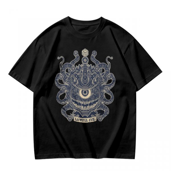 Olive Green Beholder Lawful Evil Graphic T-Shirt