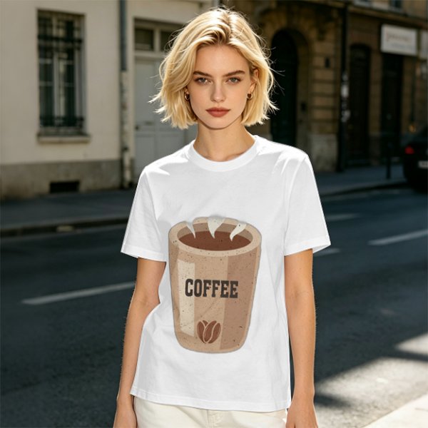 Olive Green T-Shirt With Coffee Cup Graphic Print