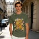 Olive T-Shirt With Cute Gingerbread Unicorn And Christmas Candy Print