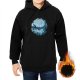 Black hoodie with forest spirit kodama graphic print