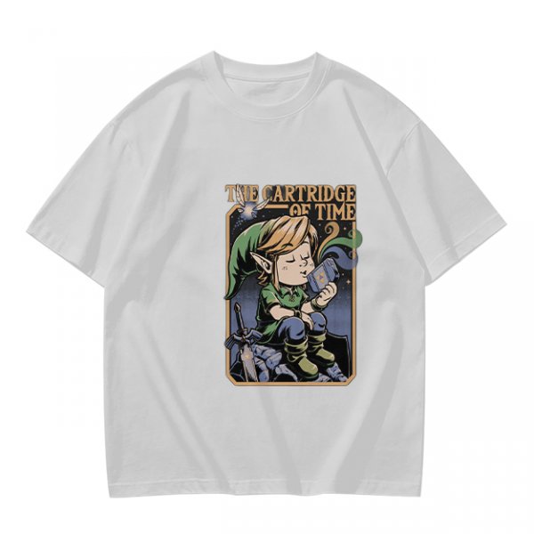 Olive t-shirt with The Cartridge of Time elf character print