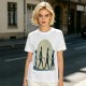 Olive T-shirt with Walking Silhouettes Under a Large Moon
