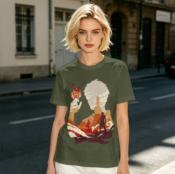 Anime Fire Bender Silhouette Graphic T-Shirt