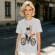 Olive T-Shirt With Sushi Ninja Riding Bicycle Print