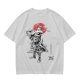 Olive T-shirt with Samurai Swordsman and Red Sun Print