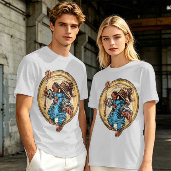 Olive T-Shirt With Fantasy Wizard Character Graphic Print