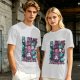 Olive green graphic tee with neko necromancer cat wizard art