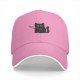 Black baseball cap with a cartoon cat holding a knife graphic