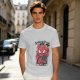 Olive T-shirt with Spider-Punk Cat Playing Guitar Graphic