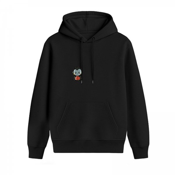 Black Hoodie With Cute Small Cartoon Insect Graphic