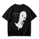 Olive T-Shirt With Cute Running Ghost Dinosaur Graphic Print