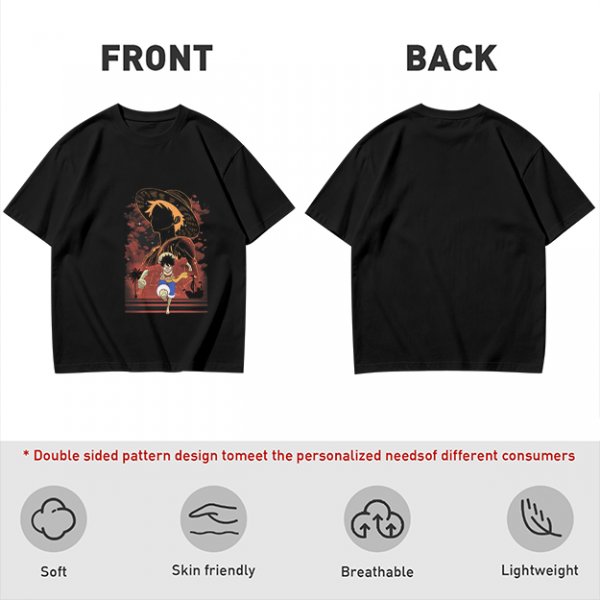 Olive Anime Graphic T-Shirt With Straw Hat Character Design