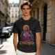 Olive t-shirt with skeleton religious graphic and Ecclesia Grayskullis text