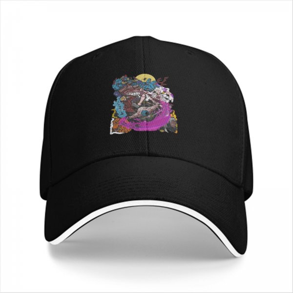 Black Baseball Cap With Colorful Abstract Fantasy Art Print
