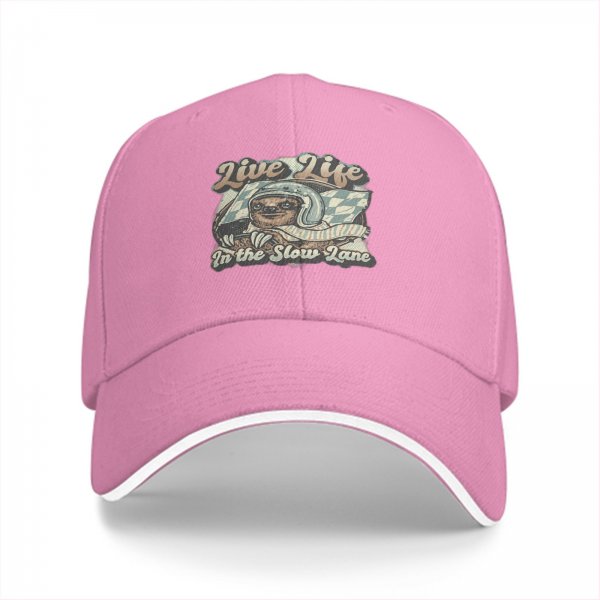Live Life In The Slow Lane Sloth Graphic Baseball Cap