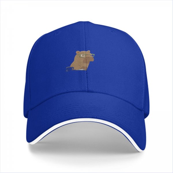 Black Baseball Cap With Capybara Wearing Glasses Graphic