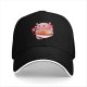 Black baseball cap with cute axolotl eating ramen graphic