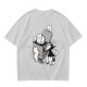 Olive T-Shirt With Playful Cats Emerging From Printer Graphic