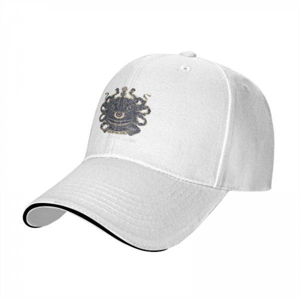 Black Baseball Cap With Lawful Evil Beholder Monster Artwork