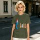 Olive T-Shirt With Blue Monster And Ghost Graphic Print