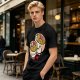 Olive T-Shirt With Cute Hugging Ramen Bowl Couple Print