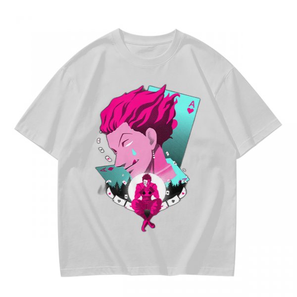 Olive T-shirt with Hisoka Anime Character and Ace of Hearts Print