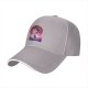 Black baseball cap with anime sunset graphic print