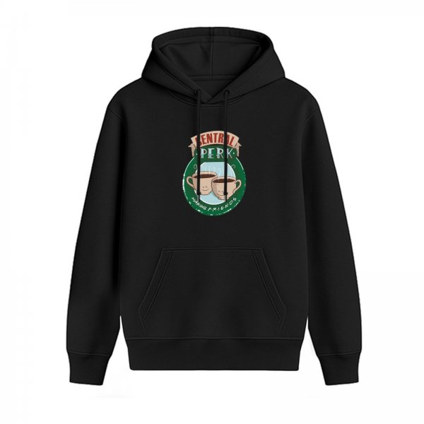 Black Central Perk Hoodie with Coffee Cup Graphic