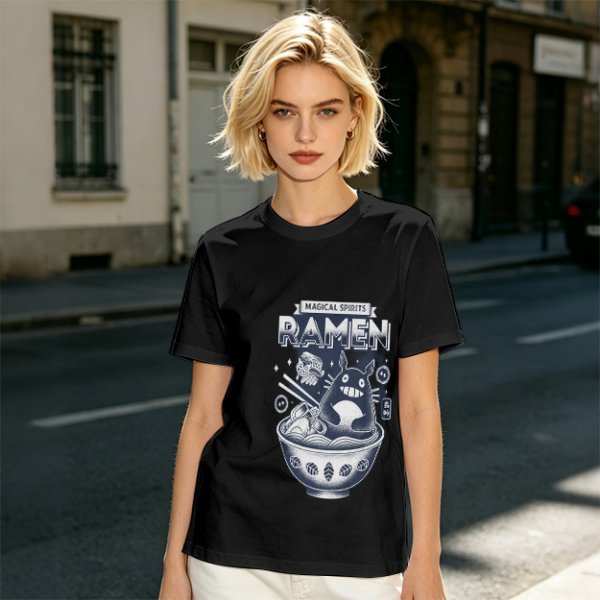 Magical Spirits Ramen Totoro Graphic Olive T-Shirt