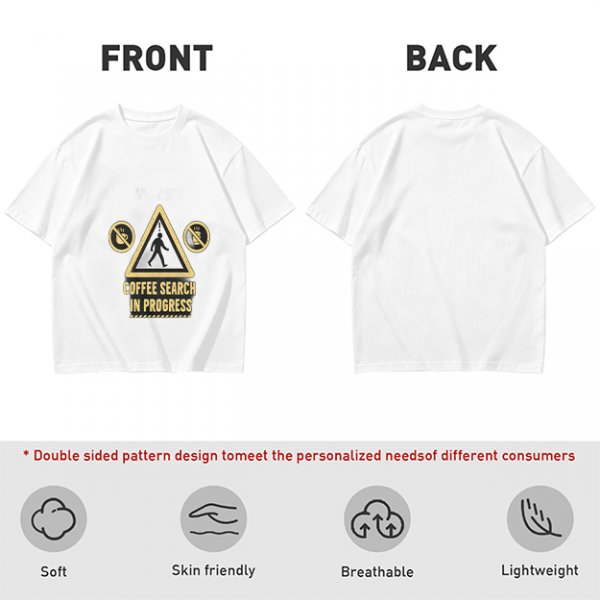Olive T-Shirt With Coffee Search In Progress Warning Print