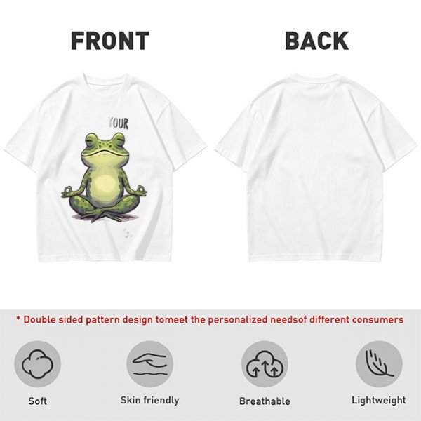 Olive T-Shirt With Meditating Frog Graphic Print