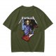 Olive T-Shirt With Skeletor Rock Guitarist Graphic Print