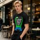 Olive T-Shirt With Dinosaur Graphic And Self Belief Text