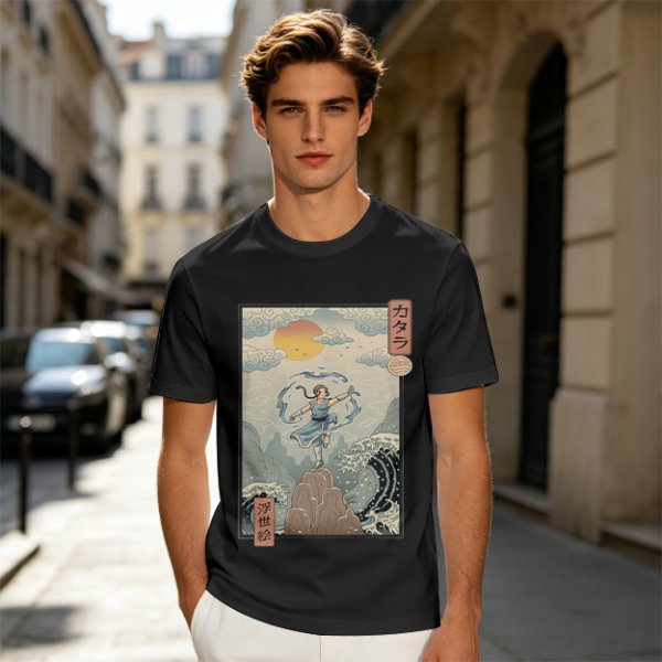 Katara Waterbending Ukiyo-e Style Graphic T-Shirt
