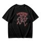 Olive green t-shirt with dimensional demogorgon graphic print
