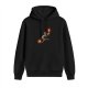 Black Hoodie With Dynamic Fire Wielding Warrior Graphic