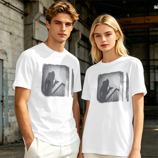 Olive T-Shirt With Horror Staircase Silhouette Graphic